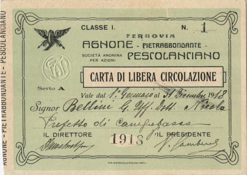 Carta di libera circolazione (fronte)